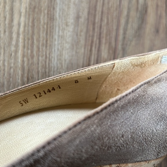 Stuart Weitzman Corkswoon Haze Suede Wedge Pump 8 - Picture 3 of 8